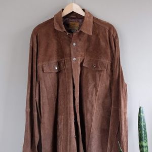 Men's Suede Button Down Shirt